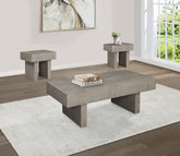 3pc Contemporary Style Coffee Table 2x End Tables Brown Gray Finish Living Room Wooden Furniture