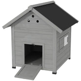 PawHut Duck Coop, Wooden Duck House with Openable Roof & Double Doors, Light Gray