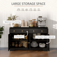 HOMCOM Kitchen Storage Sideboard, Farmhouse Buffet Cabinet with Barn Style Doors, Drawers, Adjustable Shelves, Black