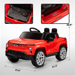 Qaba 12V Chevrolet Silverado EV RST Licensed Kids Electric Car with Parent Remote Control, Spring Suspension, Red