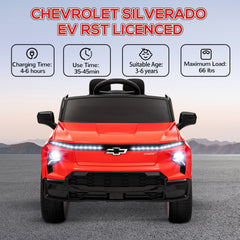 Qaba 12V Chevrolet Silverado EV RST Licensed Kids Electric Car with Parent Remote Control, Spring Suspension, Red