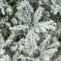 HOMCOM 9' Unlit Snow Flocked Pine Artificial Christmas Tree with Realistic Branches and 1159 Tips, Green