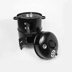 Outdoor double-layer grill, charcoal wood fired braising and smoking stove