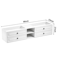 96" Wall Hung Bathroom Vanity Cabinet Fits Double Sinks, Cabinet Only (Countertop and Sinks Not Included)