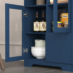 MDF painted Cabinet with Glass Doors and drawer, open storage space, Navy Blue ,Bedroom, Living room