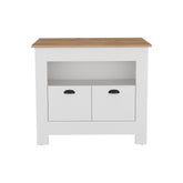 Kitchen Island Geneva, White / Macadamia
