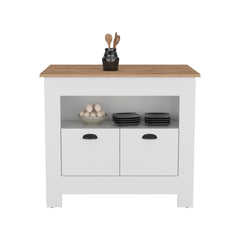 Kitchen Island Geneva, White / Macadamia