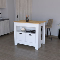 Kitchen Island Geneva, White / Macadamia