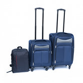 (20+24) Travel case two-piece suitcase set Oxford trolley case without password lock universal wheel + Oxford cloth backpack BLUE