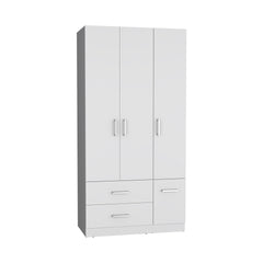 Sebree 71" High Armoire Wardrove Closet with 2 Drawers, Four Doors , Three Cabinet , Six Shelves and Hanging Rod, Bedroom Clothes Storage Cabinet Organizer White