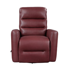 Glider Reclining Chair Swivel Motion Red Breathable Faux Leather Upholstery Luxury Living Room Furniture, Movie Chair