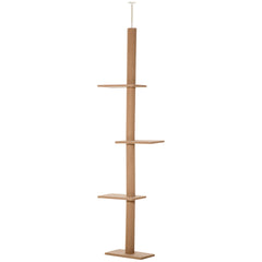 PawHut 4-level Platform Cat Tree with Sisal-Covered Scratching Posts Natural Cat Tree Activity Center for kittens , Brown