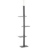 PawHut Floor-to-Ceiling Cat Tree Cat Climbing Tower with Sisal-Covered Scratching Posts Natural Cat Activity Center for kittens Cat tower furniture, Gray