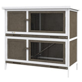 PawHut Wooden Bunny Hutch with Ramp, Indoor/Outdoor, Brown