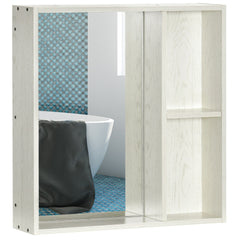 kleankin 24.75" x 25.5" Bathroom Medicine Cabinet with Mirror, Storage Shelf, Over Toilet Bathroom Cabinet Wall Mounted for Living Room and Laundry Room, White
