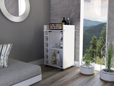 Dukat Bar Cart,Two Shelves, Six Built-in Wine Rack, Four Casters -White