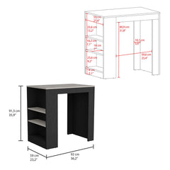 Portree Kitchen Island with 3-Side Shelves