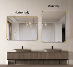 24x36 Inch Gold Metal Framed Rectangular Bathrrom Mirror for Wall.(W2203P183175)