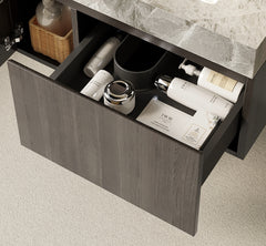 30" MURI Espresso Woodgrain Plywood Cabinet with Door and One Drawer, NO Basin and Top, NO Faucet and Sink Cover