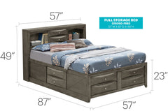 Sleek Gray Full Storage Bed For Modern Living