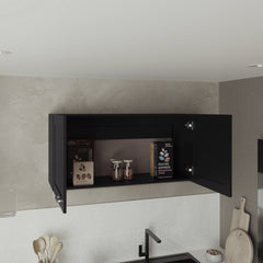 Zurich Wall Cabinet, Double Door, Wide, One Shelf, Kitchen, Storage Cabinet, Black
