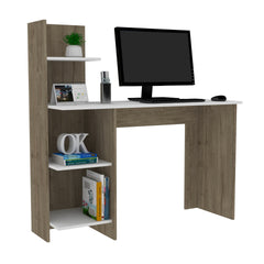 Vilna 120 Writing Desk , Four Shelves -Light Oak / White
