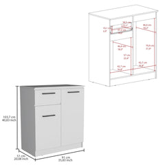 Idaho Dresser with 2-Door Cabinets and Drawer -White