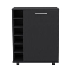 Wick Bar Cart with Integrated Wine Storage, Spacious Cabinet and Smooth Rollers
