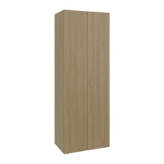 Home 2 Door Closet System, Four Fixed Shelves, Compact Wardrobe for Bedroom Organization, Laundry Room Organization, Utility Room Organization, Freestanding Storage Furniture, Natural Oak
