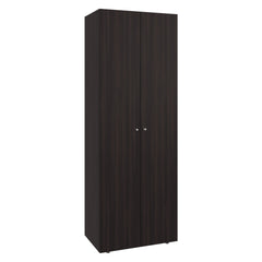 Home 2 Doors Closet System Armoire, Hanging Rod and Storage Shelf, Modern Armoire for Bedroom Organization Storage, Stained Walnut
