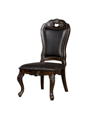 Traditional Classic Design 2pcs Side Chairs Walnut Solid wood Dining Room Dark Brown Leatherette Seats Formal Furniture