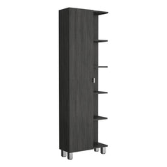 Urano Mirror Linen Cabinet, Four Interior Shelves, Five External Shelves -Smokey Oak