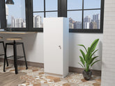 Belleria Single Door Pantry Storage Cabinet with Four Interior Shelves -White