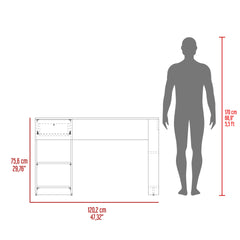 120-Home 47" Wide One Drawer Desk , Four Shelves, Writting Desk, Gamer Desk, Home Office, Living Room White