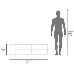 Solene TV Stand with Open Shelves For Various Modern Storage, Media Console for Living Room, Natural Oak, Blue