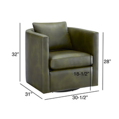 Sutton Fern Green Faux Leather Swivel Barrel Chair