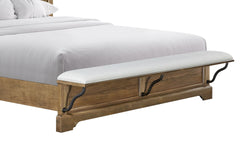 King Panel Bed w/ Bench - Caramel Finish