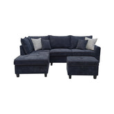 Gabriella 99"W Black Fabric Sectional Sofa with Left-Facing Chaise and Storage Ottoman