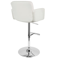 Stout Contemporary Adjustable Barstool with Swivel and White Faux Leather by LumiSource