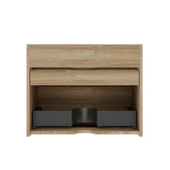 Grace 24 Rough Oak+Rough Oak Bathroom Vanity with Double Drawers, Wall Mounted Floating Bathroom Vanity for Modern Bathroom, KD