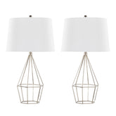 Diana 29" Contemporary Metal Table Lamp in Polished Nickel with Black Satin Shade from Grandview Gallery by LumiSource - Set of 2