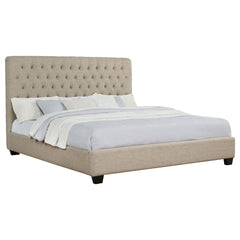 Copper Oatmeal Upholstered Eastern King Panel Bed