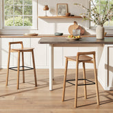 Sven 30" Modern Minimalist Low Back Wood Barstool, Natural Blonde Ash Wood