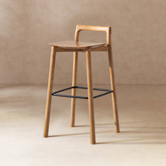 Sven 30" Modern Minimalist Low Back Wood Barstool, Natural Blonde Ash Wood