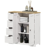 HOMCOM Freestanding Bathroom Floor Cabinet, Modern Bathroom Cabinet with Adjustable Shelf, 4 Drawers and 2 Doors, White
