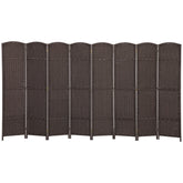 HOMCOM Folding Room Divider Screen 8 Panel 5.6 ' Tall Privacy Screen Freestanding Room Partition for Home Office, Brown