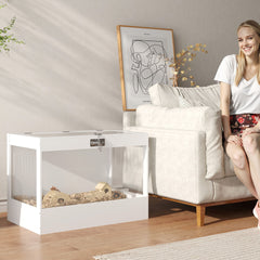 PawHut Hamster Cage with Openable Top & Lock, Hut, Transparent Acrylic Panels, Accessories, for Dwarf Hamster Gerbil, White