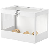 PawHut Hamster Cage with Openable Top & Lock, Hut, Transparent Acrylic Panels, Accessories, for Dwarf Hamster Gerbil, White
