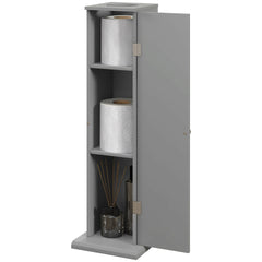 HOMCOM Small Toilet Paper Cabinet, Bathroom Corner Cabinet with Doors and Shelves for Paper Shampoo, Gray