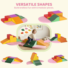 Qaba 6-Pieces Foam Climbing Blocks for Toddlers 1-3 Years, Soft Play Set for Climb and Crawl, Assorted